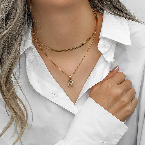Layering Buchstaben Kette 18K Vergoldet Damen