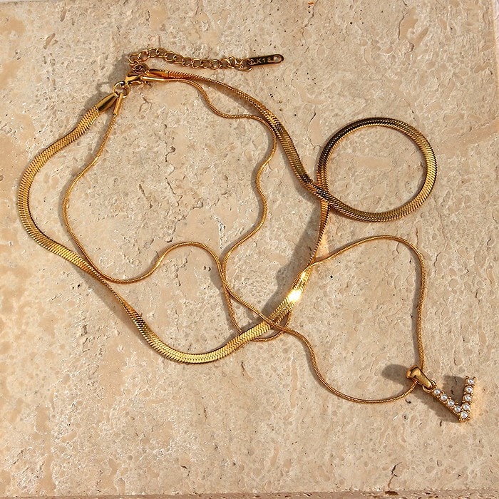 Layering Buchstaben Kette 18K Vergoldet Damen