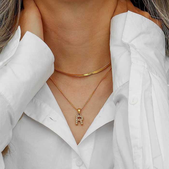 Layering Buchstaben Kette 18K Vergoldet Damen