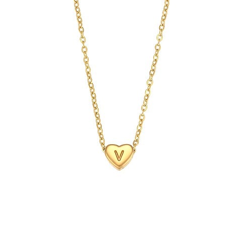 Damen Herz Buchstaben Kette Gold