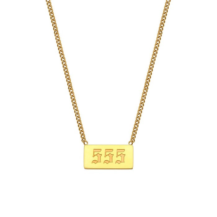 Damen Zahlen Kette Plättchen Gold