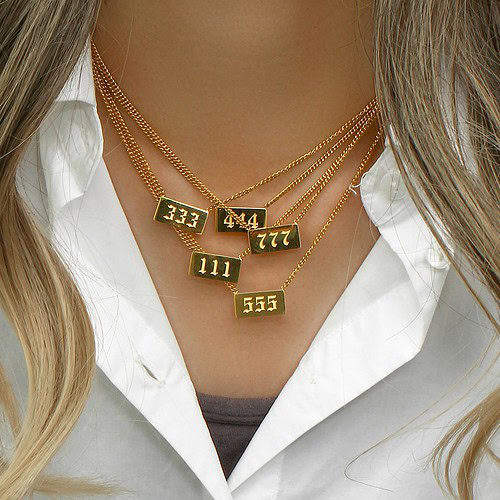 Damen Zahlen Kette Plättchen Gold