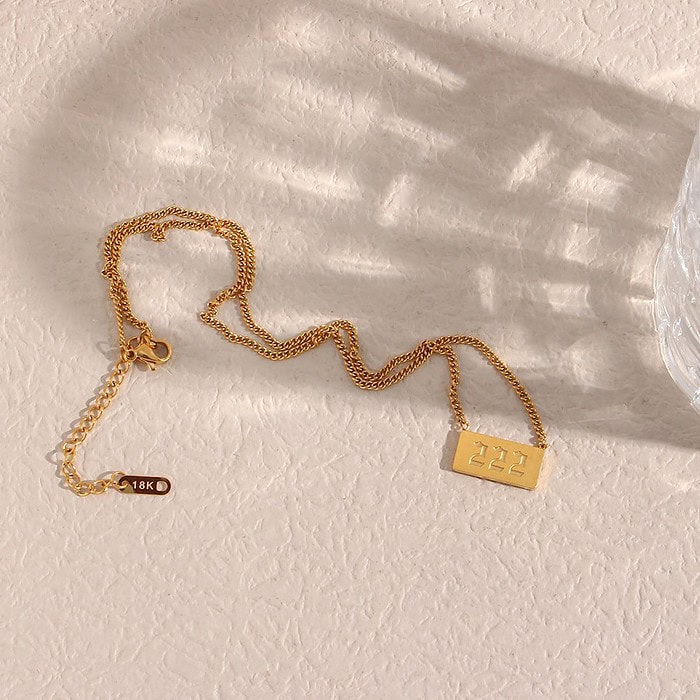 Damen Zahlen Kette Plättchen Gold