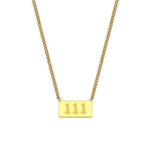 Damen Zahlen Kette Plättchen Gold