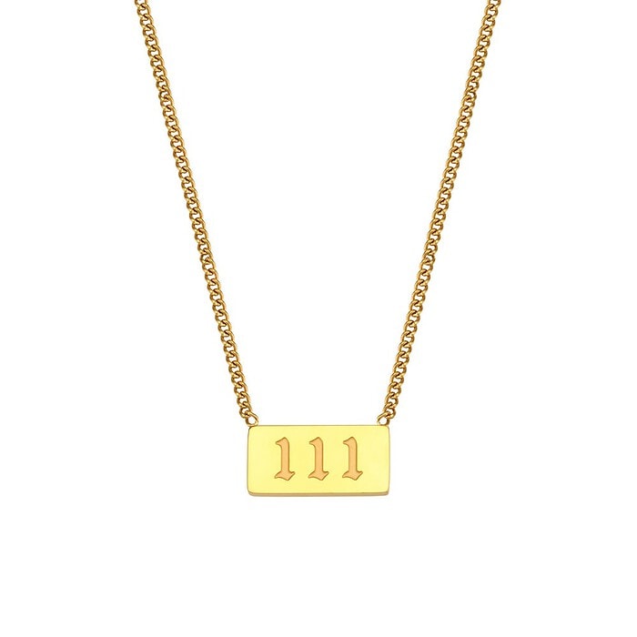 Damen Zahlen Kette Plättchen Gold