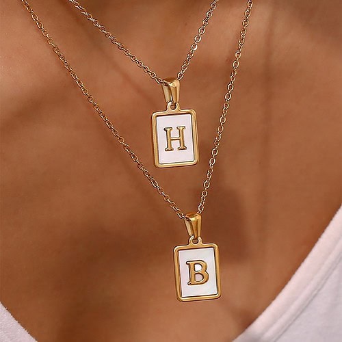 Buchstaben Plättchen Ketten Damen Gold