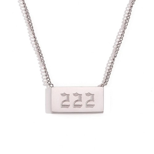 Damen Zahlen Kette Plättchen Silberfarben