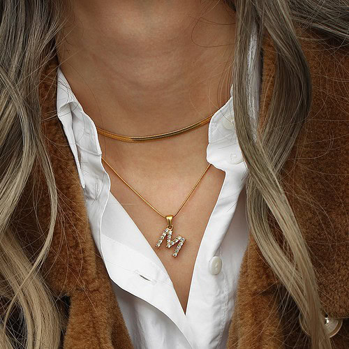 Layering Buchstaben Kette 18K Vergoldet