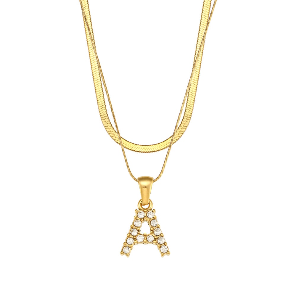 Layering Buchstaben Kette 18K Vergoldet
