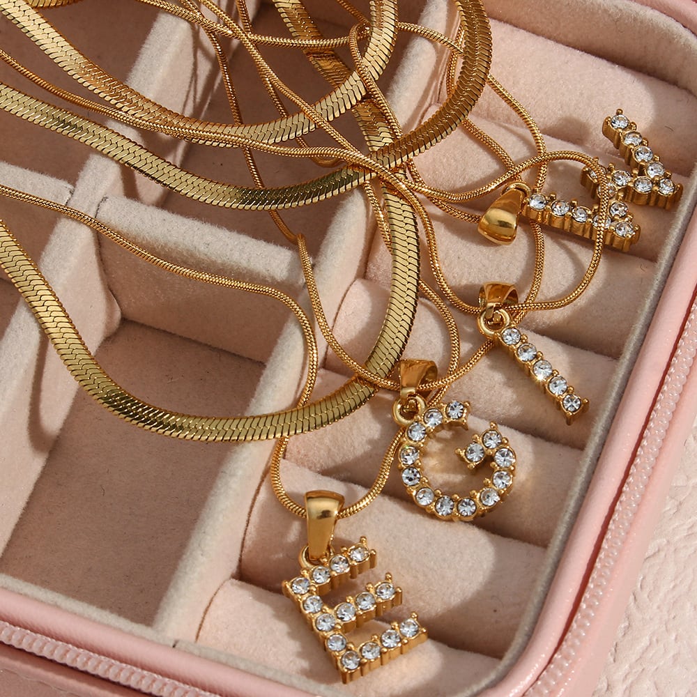 Layering Buchstaben Kette 18K Vergoldet