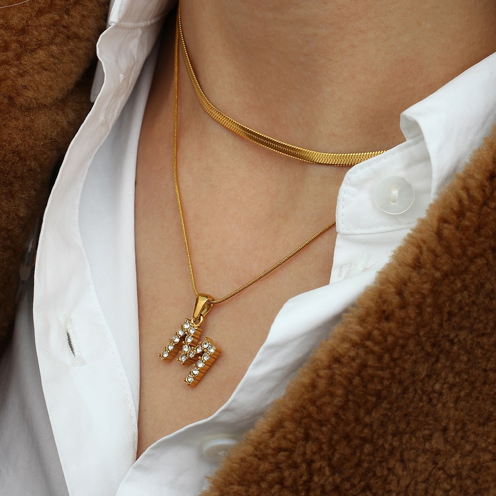 Layering Buchstaben Kette 18K Vergoldet