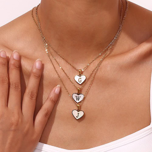 Damen Herz Buchstaben Kette Muschel