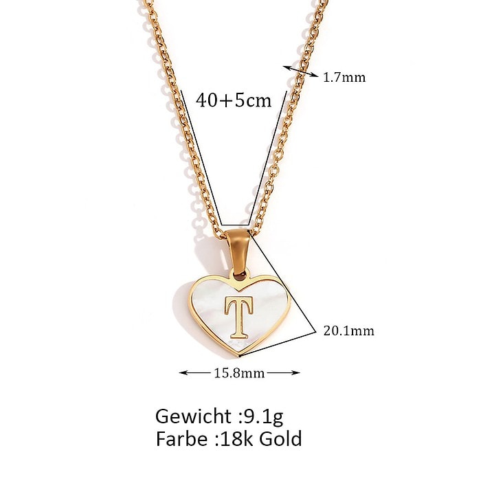Damen Herz Buchstaben Kette Muschel