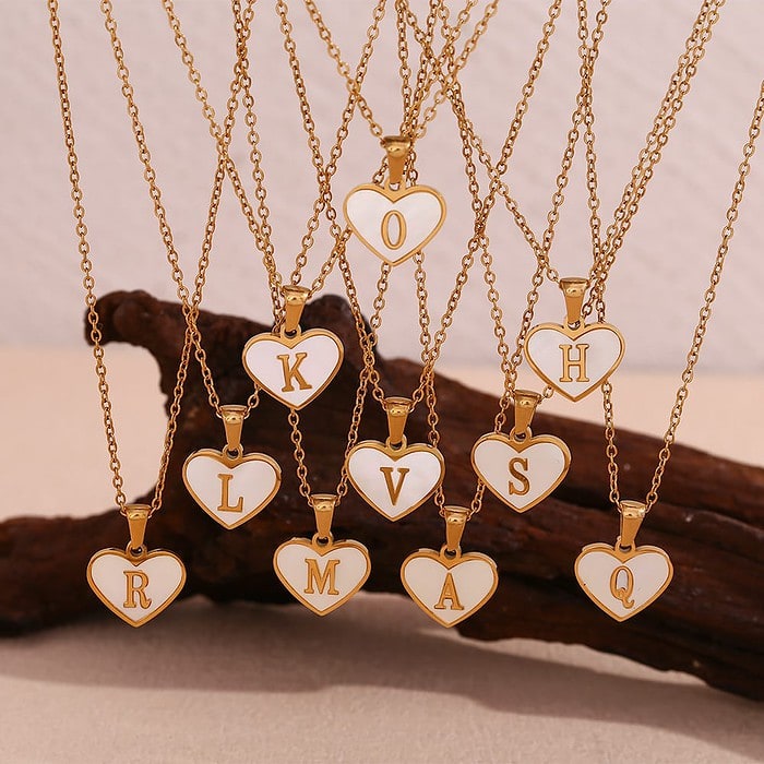 Damen Herz Buchstaben Kette Muschel