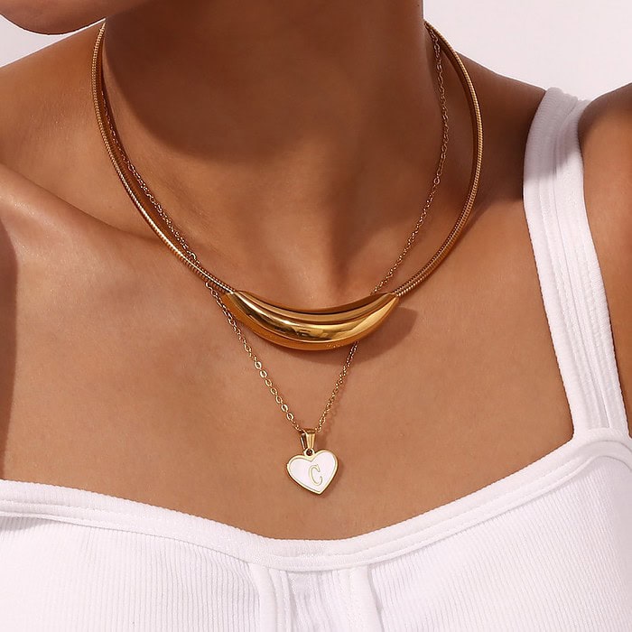 Damen Herz Buchstaben Kette Muschel