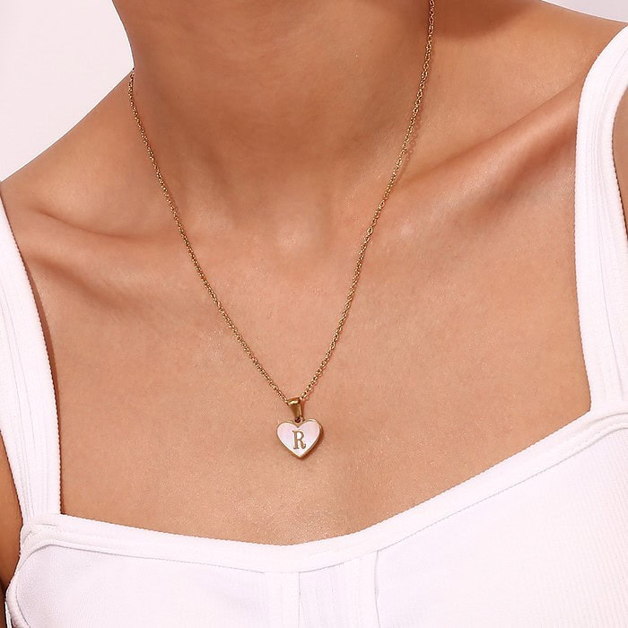 Damen Herz Buchstaben Kette Muschel