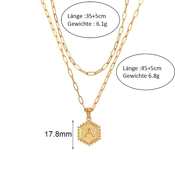 Damen Layering Buchstaben Kette Gold