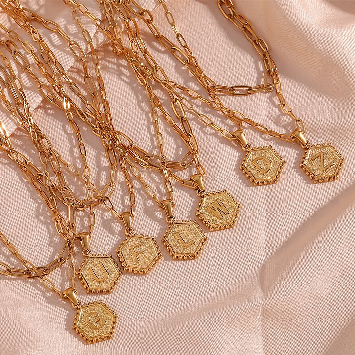 Damen Layering Buchstaben Kette Gold