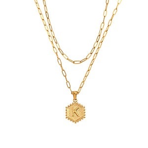 Damen Layering Buchstaben Kette Gold ,Buchstabenkette, kette mit buchstaben