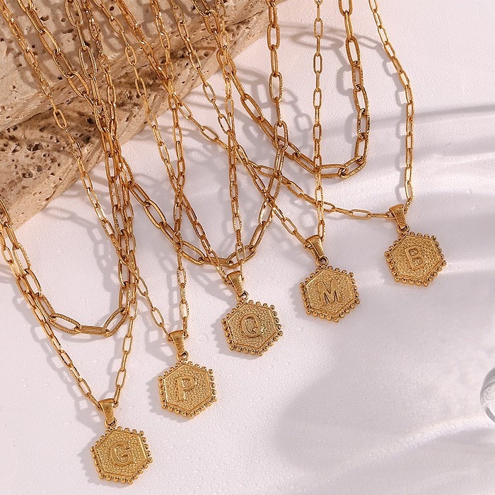 Damen Layering Buchstaben Kette Gold