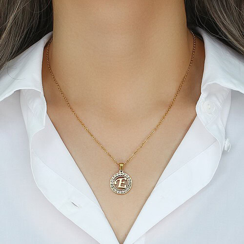 Buchstaben Kette Mit Rundem Anhänger Damen