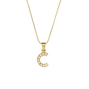Buchstaben Kette Zirkonia 18K Vergoldet ,Buchstabenkette, kette mit buchstaben