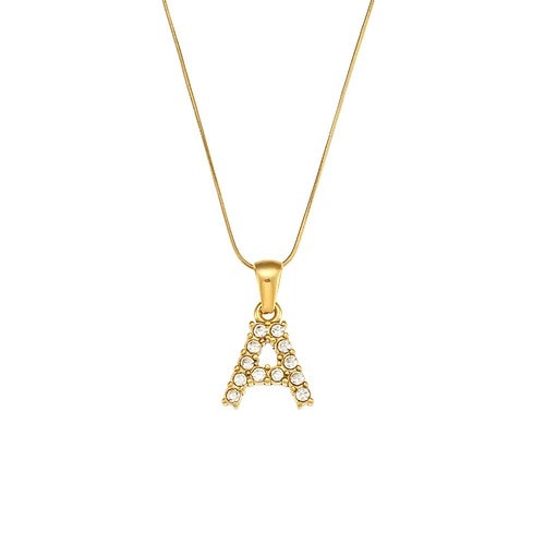 Buchstaben Kette Zirkonia 18K Vergoldet