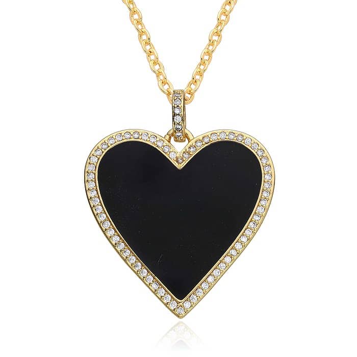 Herz Edelstahl Damen Kette Schwarz
