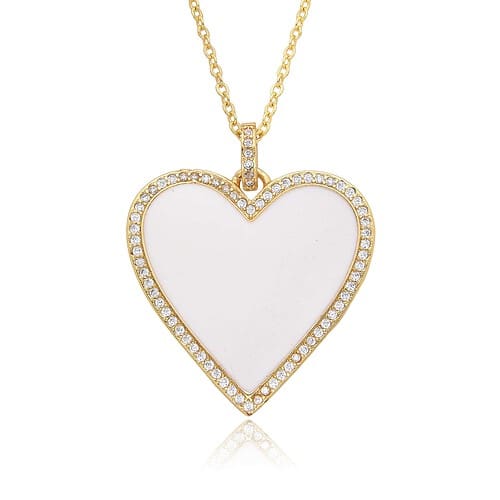 Herz Edelstahl Damen Kette weiß