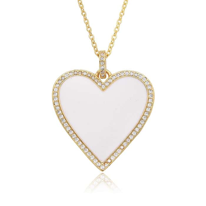 Herz Edelstahl Damen Kette weiß