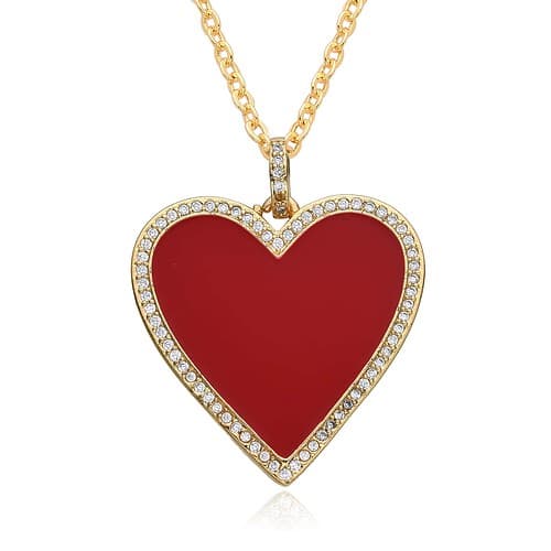 Herz Edelstahl Damen Kette rot