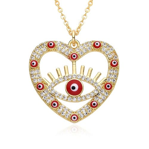 Herz Zirkonia Böses Auge Kette Gold