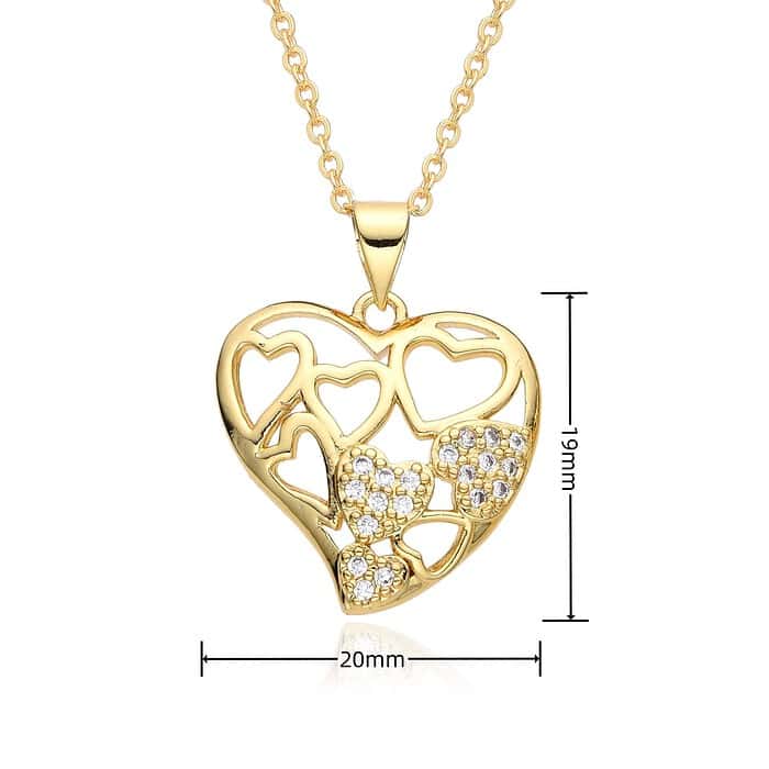 Damen Herz Zirkonia Kette 18K Vergoldet Gold