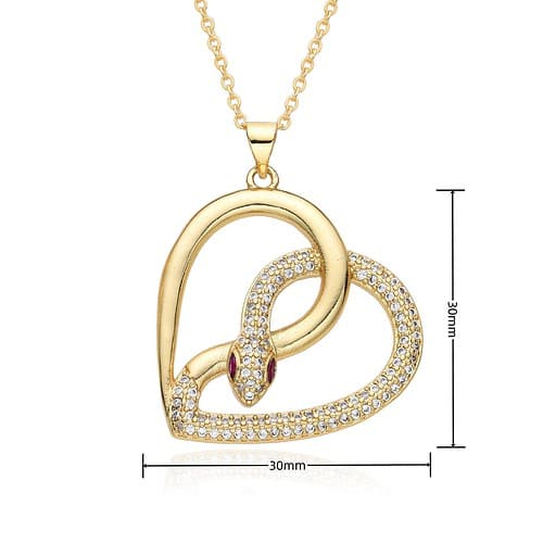 Damen Herz Zirkonia Kette 18K Vergoldet Schlange