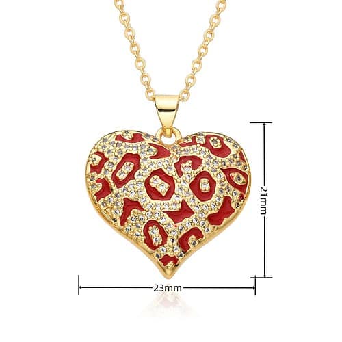 Damen Herz Kette 18K Vergoldet Gold Rot
