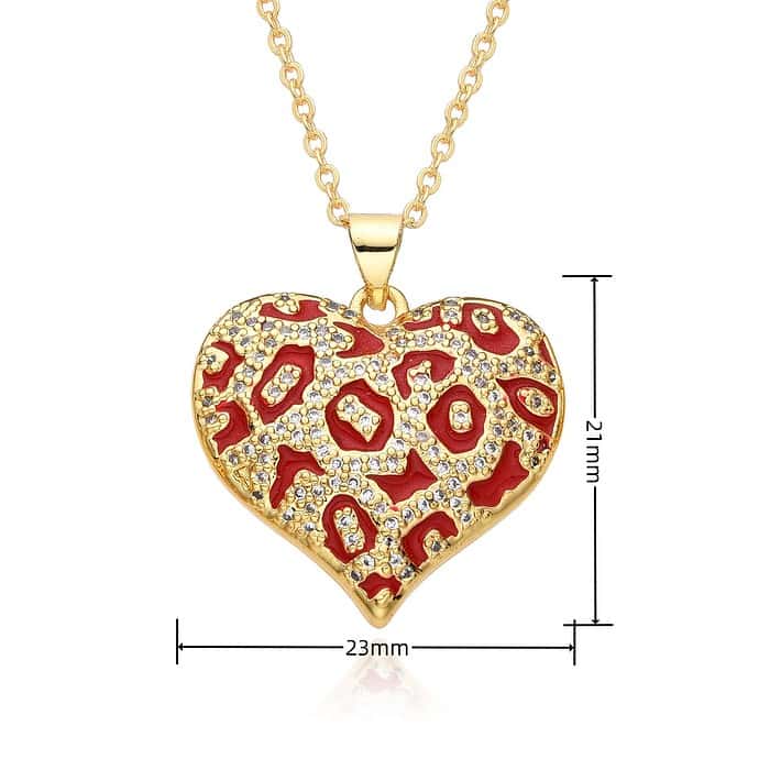 Damen Herz Kette 18K Vergoldet Gold Rot