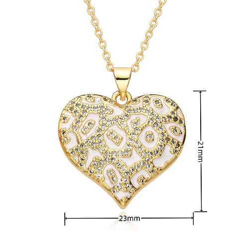 Damen Herz Kette 18K Vergoldet Gold weiß