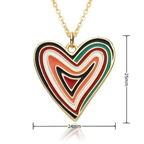 Damen Herz Kette Gold Bunte