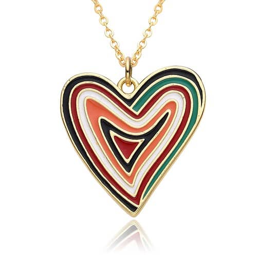 Damen Herz Kette Gold Bunte