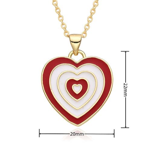 Damen Herz Kette Bunte Vergoldet