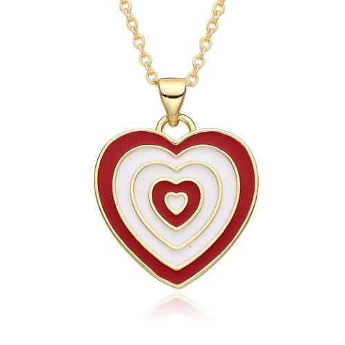 Damen Herz Kette Bunte Vergoldet