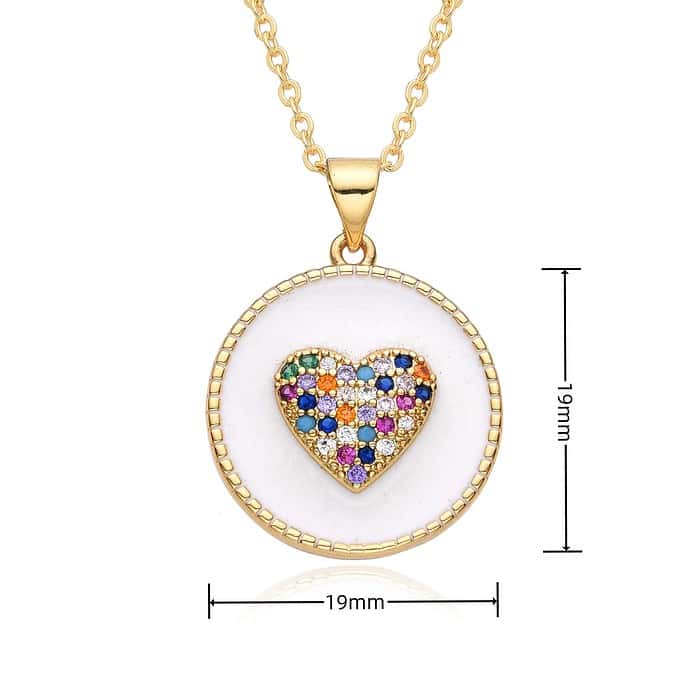 Damen Herz Plättchen Kette Bunte