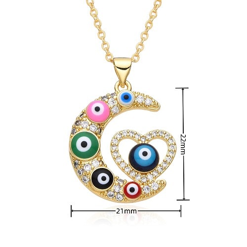Damen Herz Kette Gold Auge