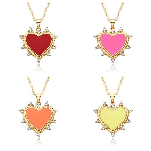 Herz Kette Vergoldet Gold Zirkonia