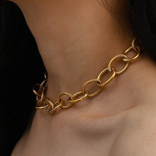 Damen Statement Ketten Große Gold