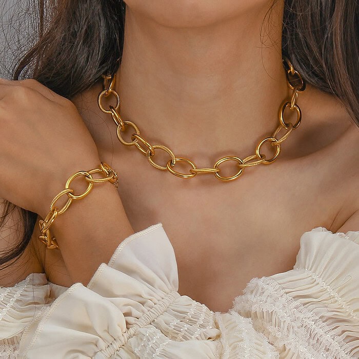 Damen Statement Ketten Große Gold