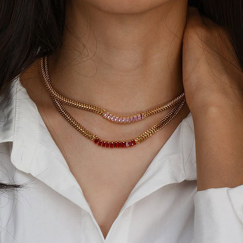 Damen Statement Ketten 18K Vergoldet Zirkonia