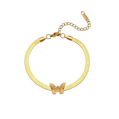 Damen Statement Armband 18K Vergoldet Schmetterling