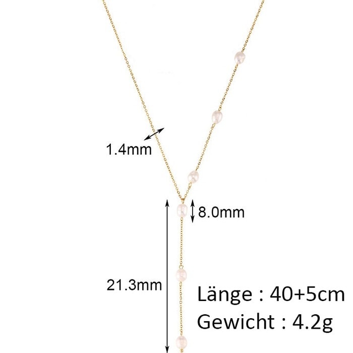 Y Kette Damen 18K Vergoldet Perlen