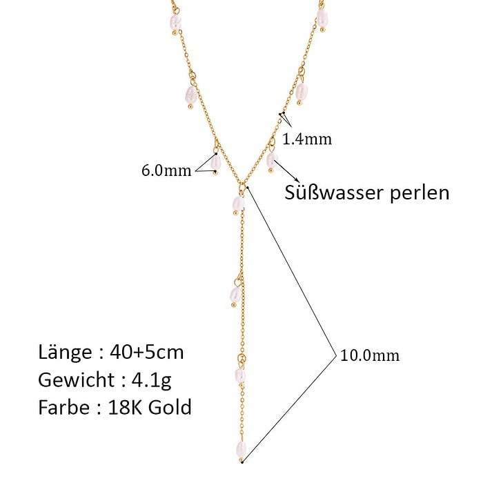 Y Kette 18K Vergoldet Perlen